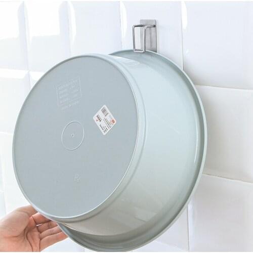 Stainless Steel Waterproof Multi-Purpose Hooks Self Adhesive Bathroom Kitchen Wash Basin Hook Basin Storage Hanger Basin Rack