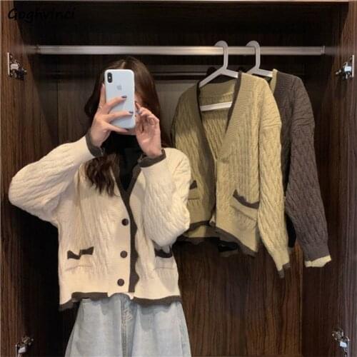 Cardigan Women Gentle Patchwork Female V-neck Design Loose All Match Streetwear Japanese Style Soft Knitted Preppy Trendy Chic