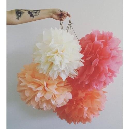 10pcs cute babyshower decoration 25cm 10 inch Tissue Paper Flowers paper pom poms balls lanterns Party Decor Craft Wedding