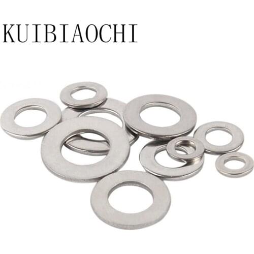 100pcs DIN125 Washer M1.6 M2 M2.5 M3 M4 M5 M6 M8 304 Stainless Steel Flat Machine Washer ISO7089 Plain Washer