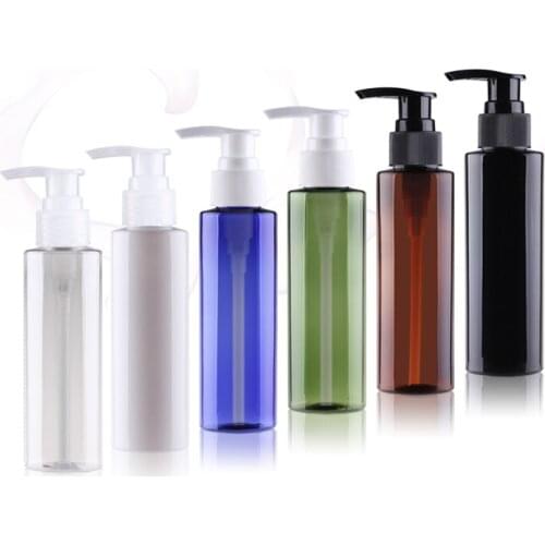 120ML X 50 Black White Clear Blue Empty Plastic Lotion Pump Bottle Refillable Shampoo Bottle 120cc Small Size Cosmetic Container