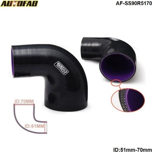 2"-2.75" 51mm-70mm 90 Degree Silicone Elbow Reducer Tube Hose 4-Ply Black For Honda Accord 2Dr/4Dr AF-SS90R5170