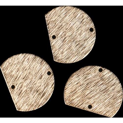20 brushed brass semicircular pendants with two-hole connector pendants (for DIY earrings) jewelry making accessories