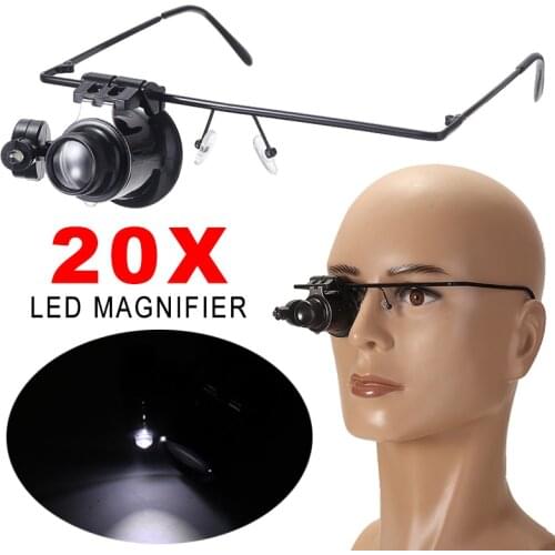 20X Single Loupe Magnifying Glass Watch Repair Tools LED Light With ON/OFF Switch Jeweler Glass Phone Camera Repair Magnifying