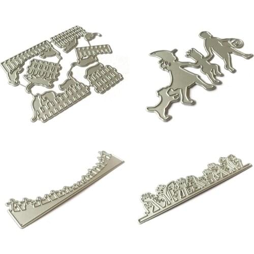 4pcs/set Halloween Family Metal Cutting Dies Stencil Scrapbooking DIY Album Stamp Paper Card Embossing Decor Craft