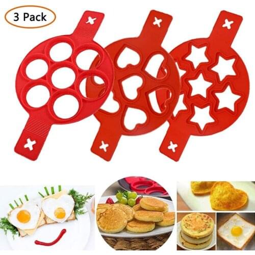 7 Cavity Egg Maker Silicone Egg Poacher Nonstick Egg Ring Kitchen Baking Omelet Moulds Flip Cooker Egg Ring Mold Pancake Maker