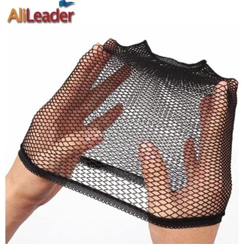 Alileader cheap Snood Nylon Hairnet Materials For Wigs Making Streching Elastics Mesh Cap For Women Wig Liner Accessories Black
