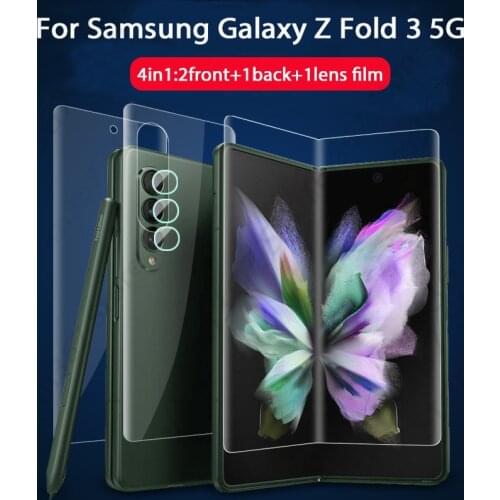 4in1 full cover hydrogel film case for samsung galaxy z fold3 fold 3 5g 7.6" ​front back screen protector camera film not glass