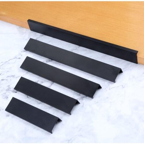 Black Silver Hidden Cabinet Handles 120/150/200/250/300mm Kitchen Cupboard Pulls Drawer Knobs Bedroom Door Handle Hardware