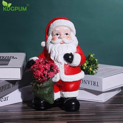 Cartoon Santa Flower Pot Character Flower Pot Portrait Sculpture Resin Santa Sculpture Christmas Gift Decoration Ornaments