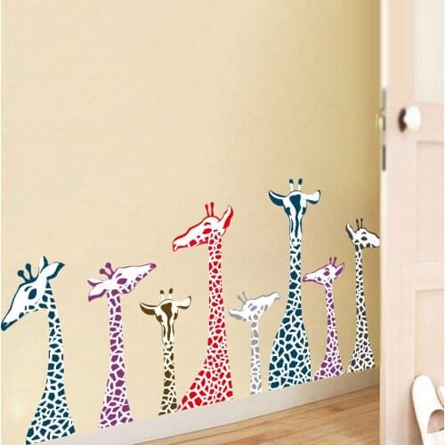 DIY 2 pcs/set Large Creative Giraffe Kids Room Decoration Wall Stickers Cartoon Animal Nursery Home Decor Poster Mural Wallpaper