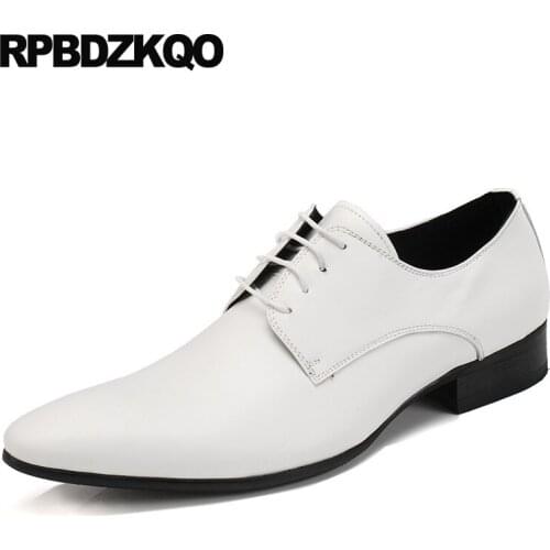 Genuine Leather Pointed Toe Dress Spring And Autumn Italian Men Oxfords Wedding Office British Style Handmade Shoes White Italy