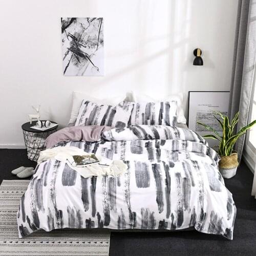 Simple Style Bedding Set Splash Ink Pattern Students Comforter Cover Pillowcase Bedclothes Adults Duvet Cover Set Twin EU Single