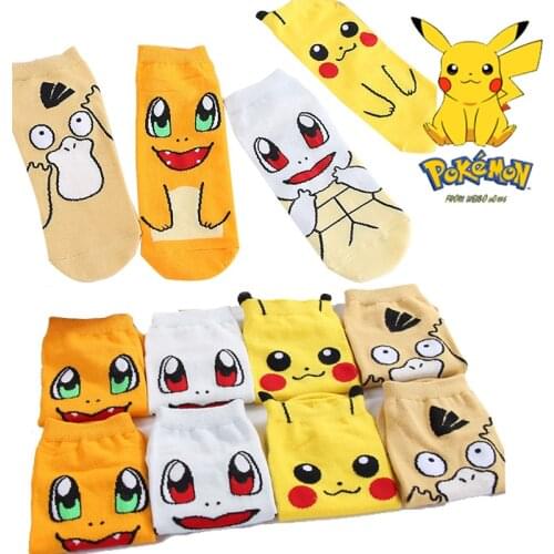 Pokemon Short Socks Pikachu Breathable Sweat-absorbent Girl Boy Cotton Socks Funny Woman kawayi Socks Japanese Cartoon Socks