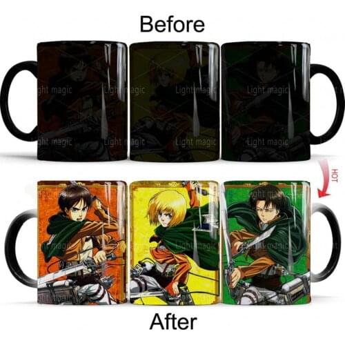 Attack on Titan Scout Legion Mugs 11oz Ceramic Heat Sensitive Color Changed Coffee Mug Friends Gift Milk Cup