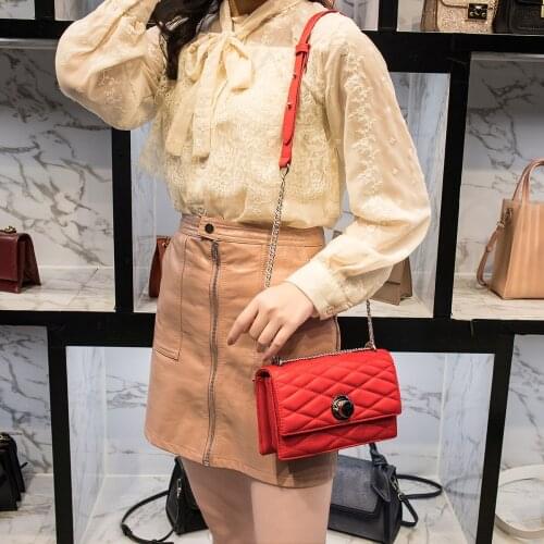 Shoulder Bag Summer Black Small Square Womens Genuine Leather Mini With Chain Crossbody Bag