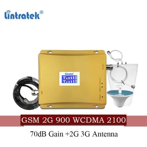 Lintratek GSM 900mhz 3G UMTS 2100mhz Cellular Signal Booster GSM 900 2100 Signal Amplifier 2G 3G Dual Band Extender Repeater Set