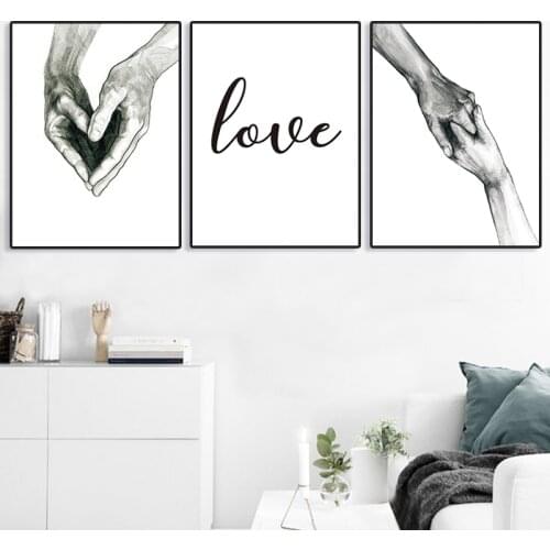 Wall Art Poster Nordic Canvas Painting Laminas Para Cuadros Posters and Prints Lienzo Decorativo Tableaux Hand Love