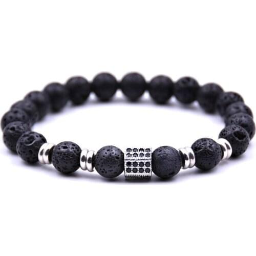 NCRORCN bracelet men Luxury Cubic Zirconia Hexagon Brass Beads Bracelets Male Stone pulseras Pulseira Masculina