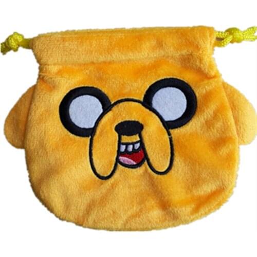 New Adventure go Cartoon Plush Coin Wallets Cute Jake Finn Yellow Dog Anime Purse Mobile Phone Bag Drawstring pocket plush bag