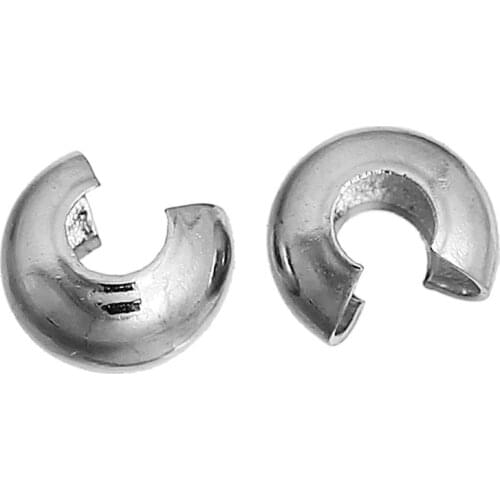 DoreenBeads Hot Fashion Jewelry Findings & Components Alloy Crimp Beads Round silver color 3mm Dia, 30 Pieces/Lot