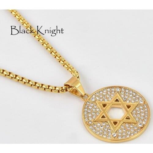 Black Knight Gold color stainless steel Hollow Out David star pendant necklace fashion jewelry Star of David necklace BLKN0741