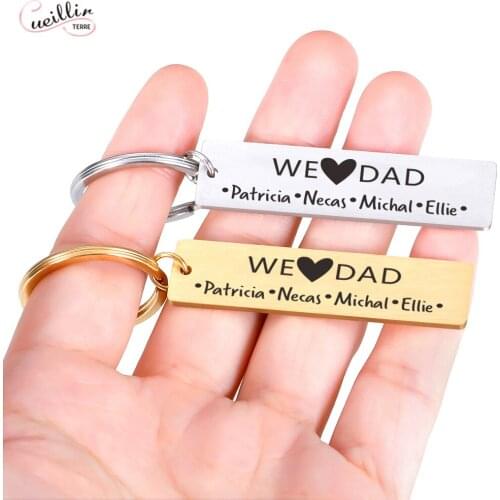 Fathers Day Gift Personalized Name Keychain We Love Dad Keyring Birthday Present for Father From Daughter Son Keychain for Daddy