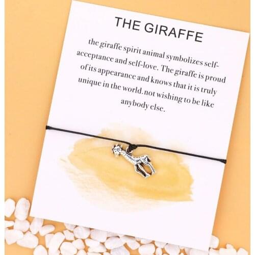 Giraffe Gift Wish Bracelet Giraffe Charm Friendship Bracelet Animal Jewellery for Women Men Best Friends Inspirational Gift