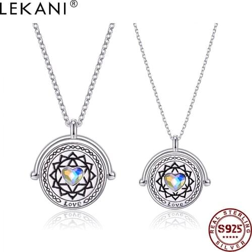 LEKANI 925 Sterling Silver Pendant Necklaces For lover Austria Crystal The Chakras Round Necklace Party Fine Jewelry 2021 New