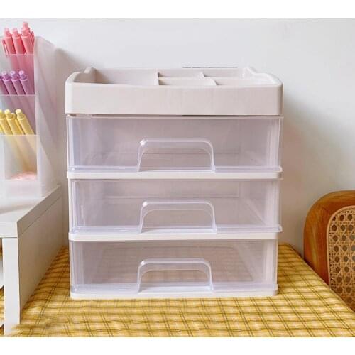Lovely Space-saving Plastic Storage Box Large Capacity Pencils Desktop Organizer Storage Drawers
