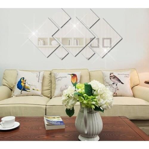 Simple and fashionable Square acrylic mirror wall stickers for home decoration