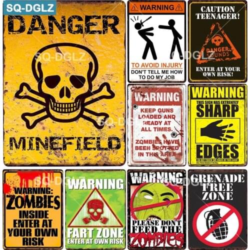 [SQ-DGLZ] DANGER Metal Sign Vintage Metal Plaque Plate Wall Decor MINEFIELD Tin Signs Warning Poster Gift