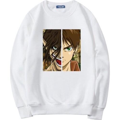 Attack on Titan Shingeki No Kyojin Eren Yeager Cool Titan Printed Male Hoodies Harajuku Casual Fashion Manga Tops Sweatshirt
