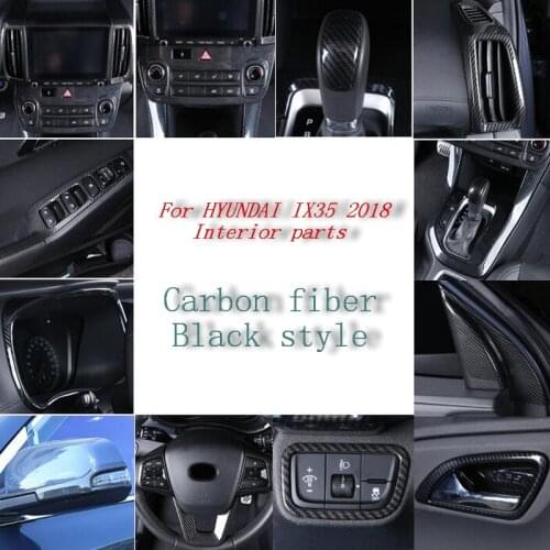 Tonlinker Cover sticker for Hyundai IX35 2018-19 Car styling 1-4 Pcs Black Carbon fiber Car Interior parts Cover Stickers
