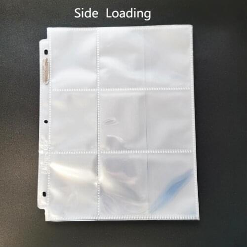 Ultra Pro quality Storage Side loading Pages Transparent Storage Album Pages 9 Pocket Pages Protectors For Standard Size Cards