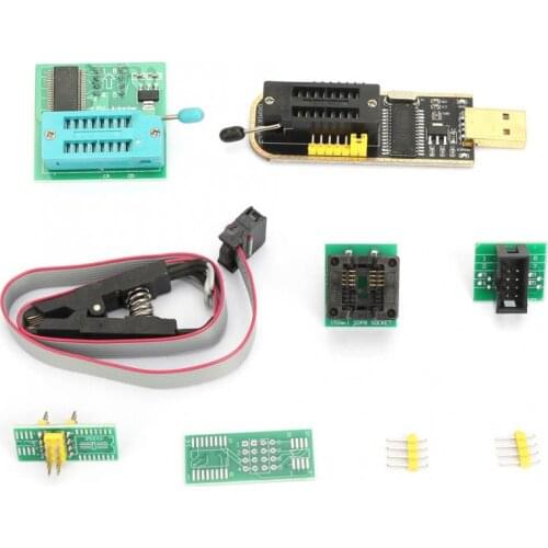 CH341A USB Programmer + SOP8 Test Clip + 1.8V Adapter + SOP8 to DIP8 Converter Module CH341A 24 25 Series Programmer