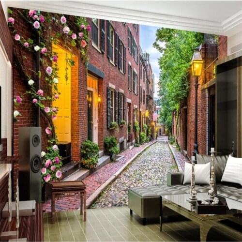 Wellyu European city town wall background painting custom mural environmental wallpaper papel de parede para quarto