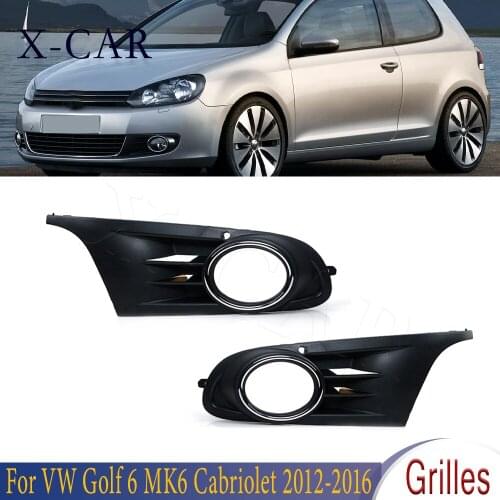 X-CAR Left Right Front Bumper Fog Lights Grill Fog Lamp Grilles Cover For VW Golf 6 MK6 Cabriolet 2012 2013 2014 2015 2016