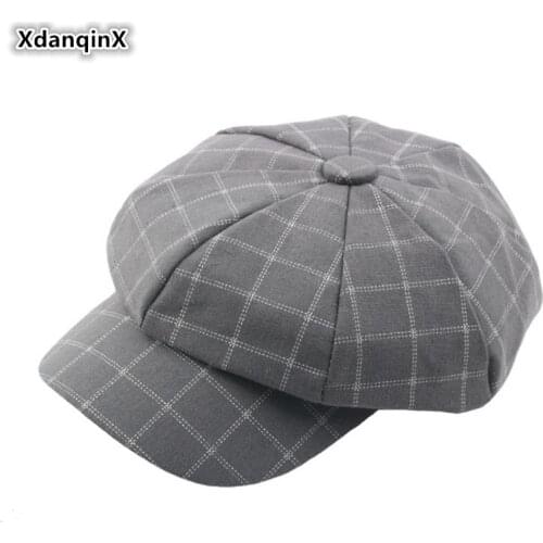 XdanqinX Unisex 2019 New Style British Retro Plaid Newsboy Caps Elegant Trend Womens Cap Male Bone Brand Visor Hat For Men