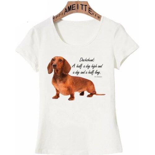 Dachshund Humour Funny Classic Print T-Shirt New Summer Women Short Sleeve Casual Cute Girl Tops White Tees