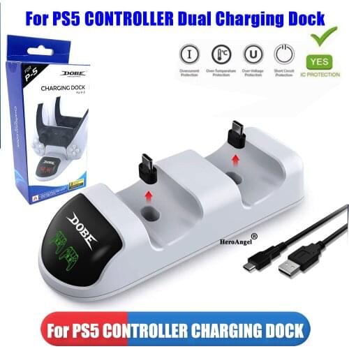 For PS5 Controller Charging Dock Charger Stand Station Dual Charge Gamepad Charging Station Type-C Interface With LED Indicators