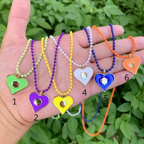 Heart Shaped Necklace With Red Enamel Glaze Women Jewelry Fashion Gift