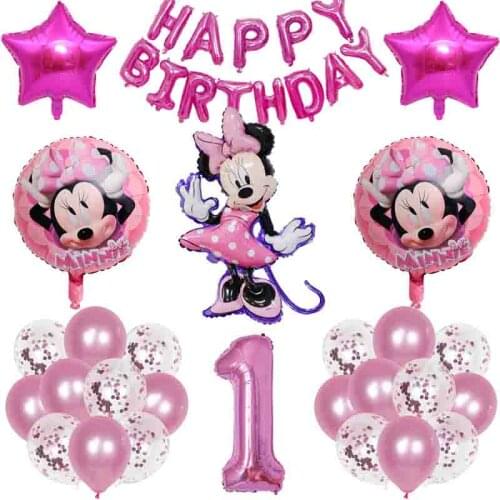 1Set Disney Minnie Foil Balloons 32inch Number Mickey Mouse Birthday Party Decorations Baby Shower Supplies Kids Toys Globs