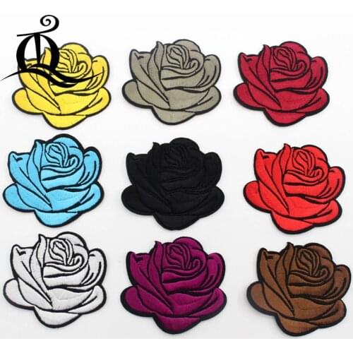 1PCS Patch cartoon mix rose flowers Embroidered Cute Patches Iron On Cartoon Patches For Clothes Kids Jeans Applique Badges
