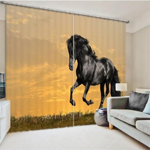 3D Curtains Black horse Luxury Blackout Window Curtains For Living Room office Bedroom Drapes Rideaux Cortinas Customized size