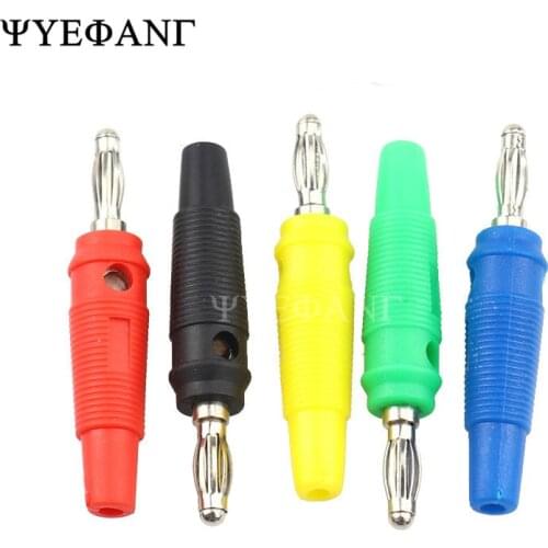 5pcs 4mm Banana Plug Copper Plug Solderless And Foldable Screw Connection Fixing Audio Speaker Plug Socket