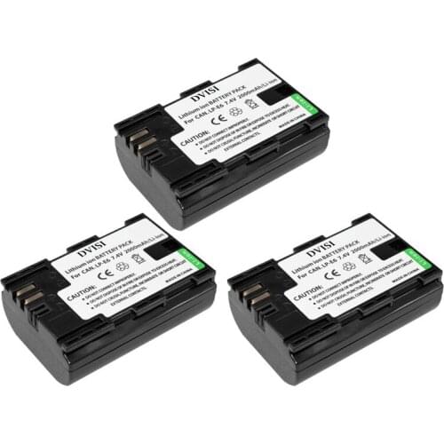 3 Pcs 2.0Ah LP-E6 LP E6 Camera Battery for Canon 70D 5D Mark II 80D 7D Mark II 60D 6D 7D BG-E14 BG-E13 BG-E11 BG-E9 BG-E7 BG-E6