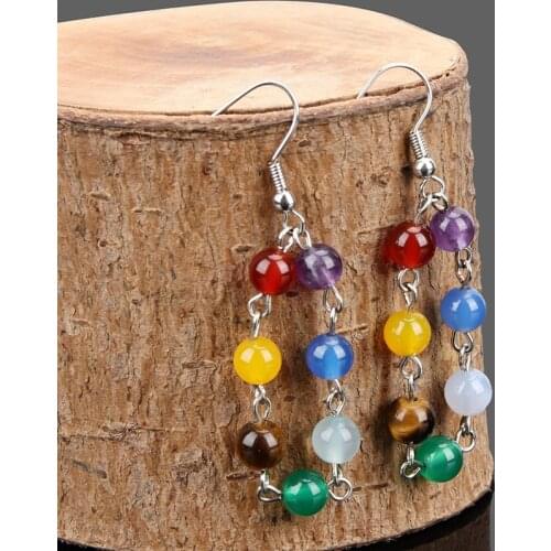 Bohemia Long Drop Earring Natural Chips Stone Hanging Dangle Earrings Statement Eardrop Female Jewelry for Women Girls 2021 New