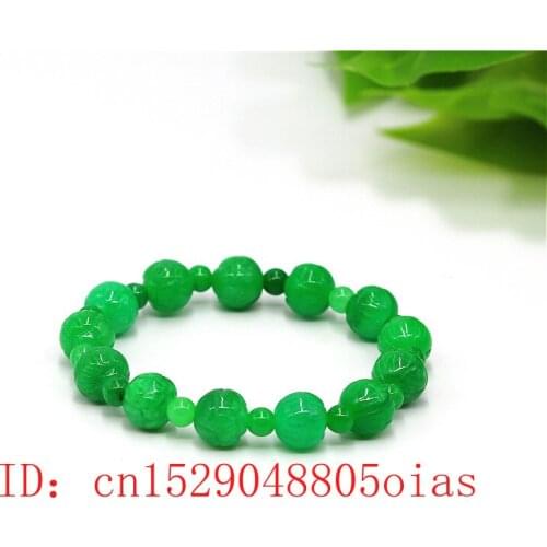 12mm Natural A Green Jade Lotus Beads Elastic Bracelet Bangle Charm Jadeite Jewellery Fashion Amulet Gifts for Women Men
