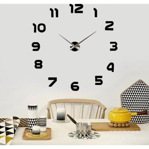 Clock Watch Wall Clocks Horloge 3d Diy Acrylic Mirror Stickers Home Decoration Living Room Quartz Needle mute free shipping